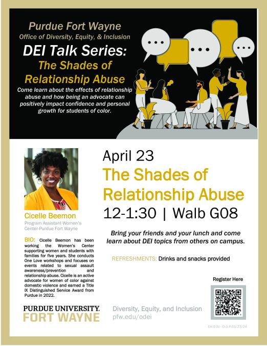 DEI Talk Series The Shades of Relationship Abuse Purdue University